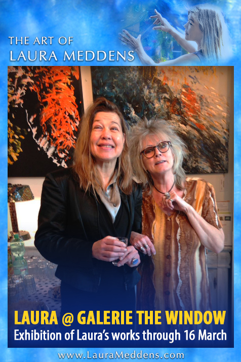 Facebook Module frames a photo of Laura Meddens with Wanda Klein, one of the partners of Galerie The Window. Exhibition of Laura's works through March 16.